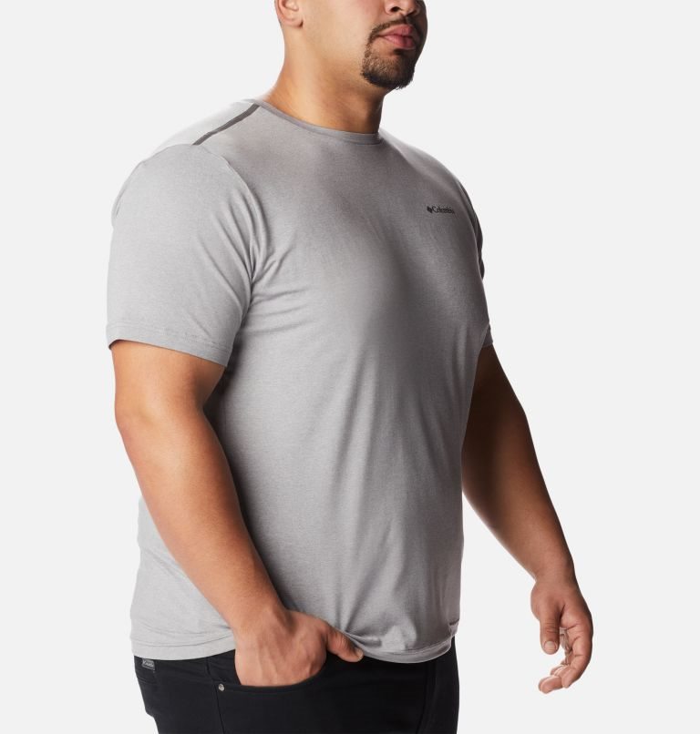 Men's Columbia Tech Trail Crew Neck T Shirts Light Grey | Plus Size CA-Y6AC3